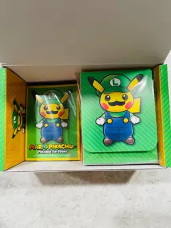 Mario Pikachu TCG Japanese Pokemon Center LUIGI Box & Accessories ONLY NO CARDS - Image 3
