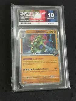 Pokemon Center 2025 Destined Rivals Team Rockets Tyranitar 096/182 ACE Graded 10 - Image 1