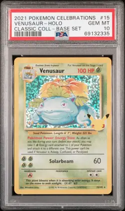 PSA 10 VENUSAUR HOLO BASE SET POKEMON CELEBRATIONS CLASSIC COLLECTION #15 - Image 1