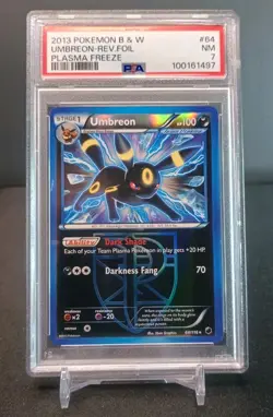 Pokemon Umbreon 064/116 Reverse Holo Graded PSA 7 Plasma Freeze - Image 1