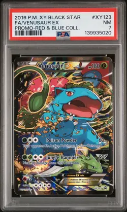 2016 POKEMON XY 123 BLACK STAR PROMO RED & BLUE COLL FULL ART/VENUSAUR EX PSA 7 - Image 1