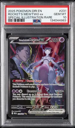 2025 POKEMON DRI EN-DESTINED RIVALS #231 TEAM ROCKET'S MEWTWO EX PSA 10 - Image 1