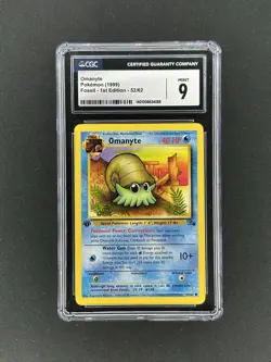 Omanyte 52/62 Fossil 1st Edition CGC 9 Pokemon Card 1999 English WoTC - Image 1