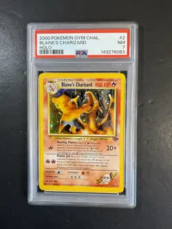 2000 POKEMON GYM CHALLENGE HOLO RARE #2/132 BLAINE'S CHARIZARD PSA 7 SWIRL - Image 1