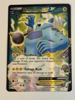 Pokemon Thundurus EX Full Art Ultra Rare Holo 98/108 Card 2015 English TCG NM - Image 1
