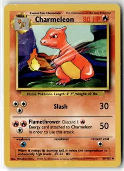 Charmeleon ⭐ 24/102 Uncommon Base Set 1999 Pokemon LP - Image 1