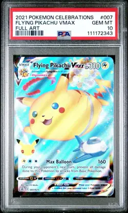 2021 Pokemon Flying Pikachu VMAX Celebrations 007/025 PSA 10 GEM MINT - Image 1
