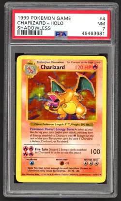 Pokemon Cards - PSA 7 Shadowless Charizard 4/102 - Base Set Holo - NM - Image 1