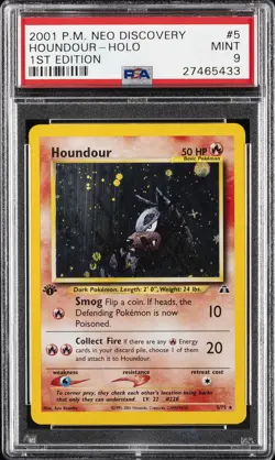 2001 POKEMON NEO DISCOVERY 1ST ED #5 HOUNDOUR-HOLO PSA 9 - Image 1