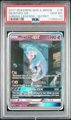 2017 Pokemon Shining Legends Mewtwo GX #78 Secret Rare PSA 10 - Image 1