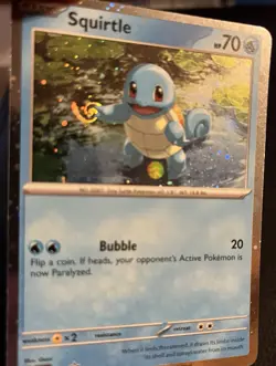 HD Rare Swirl Squirtle - 048 Cosmos Holo Holding a Swirl! 151 Promo Pokemon Card - Image 1