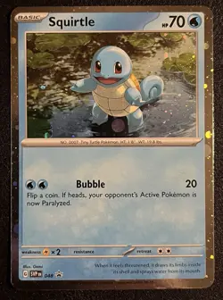 HD Rare Swirl Squirtle - 048 Cosmos Holo Holding a Swirl! 151 Promo Pokemon Card - Image 2