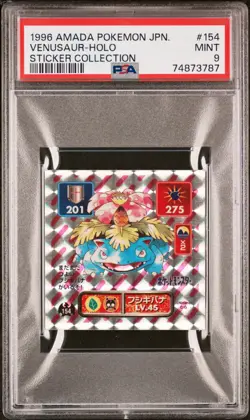 1996 AMADA POKEMON JPN STICKER COLL #154 VENUSAUR-HOLO PSA 9 - Image 1