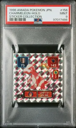 1996 AMADA POKEMON JPN STICKER COLL #156 CHARMELEON-HOLO PSA 9 - Image 1