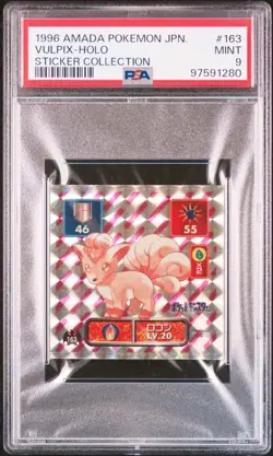 1996 AMADA POKEMON JPN STICKER COLL #163 VULPIX-HOLO PSA 9 - Image 1