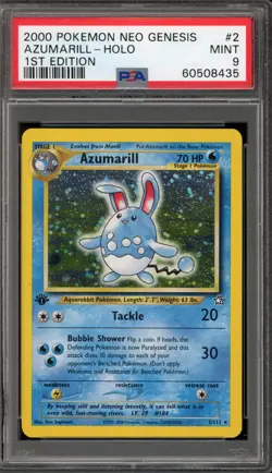 Pokemon Azumarill Neo Genesis 1st Edition Holo Rare #2 PSA 9 Mint - Image 1