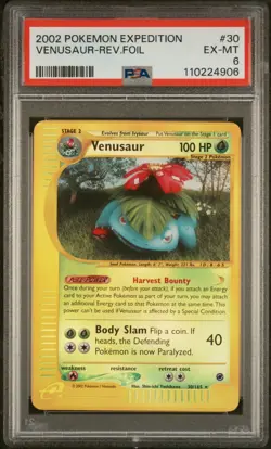 Venusaur Reverse HoloFoil 2002 Pokemon Expedition #30 PSA 6 - Image 1