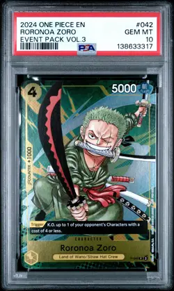 2024 ONE PIECE EVENT PACK VOL.3 #042 RORONOA ZORO PSA 10 - Image 1