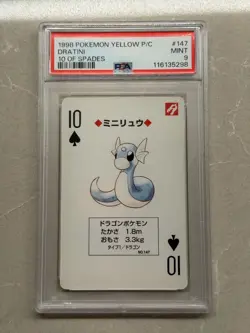 Pokemon DRATINI Yellow Back 10 of Spades POKER Playing Card 147 PSA 9 Nintendo - Image 1