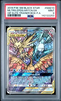 2019 POKEMON SM BLACK STAR PROMO FULL ART/MOLTRES & ZAPDOS & ARTICUNO GX PSA 9 - Image 1