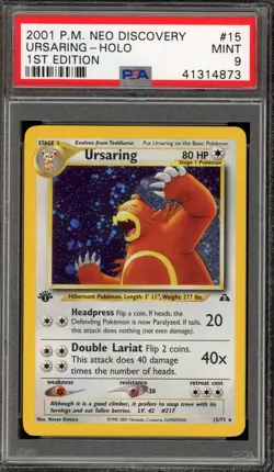 Pokemon Ursaring Neo Discovery 1st Edition Holo Rare #15 PSA 9 Mint - Image 1