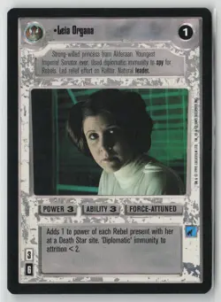 Star Wars CCG Leia Organa Character Card 1995 Decipher Power 3 Ability 3 Rebel - Image 1