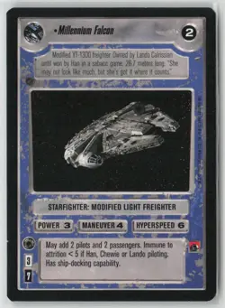 Star Wars CCG Millennium Falcon Trading Card Blue Border Collectible Played - Image 1