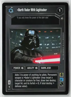 Star Wars CCG Darth Vader With Lightsaber 1 Dark Jedi 1998 Decipher Trading Card - Image 1
