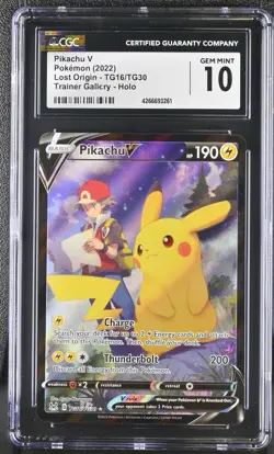 Pokemon Pikachu V Lost Origin Trainer Gallery Full Art #TG16 CGC 10 Gem Mint - Image 1