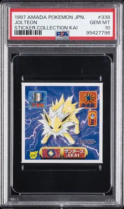 1997 AMADA POKEMON JPN STICKER COLL KAI #338 JOLTEON PSA 10 - Image 1