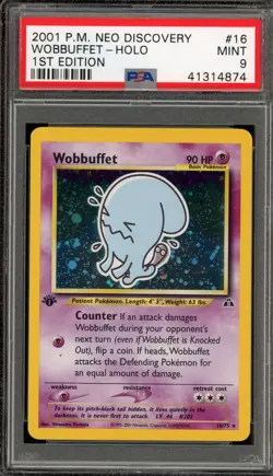 Pokemon Wobbuffet Neo Discovery 1st Edition Holo Rare #16 PSA 9 Mint - Image 1