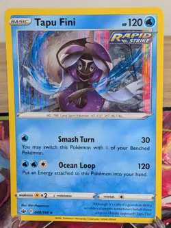 TAPU FINI 040/198 HOLO RARE CHILLING REIGN POKEMON NM - Image 1