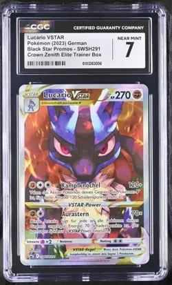 PSA CGC 7 Lucario Vstar SWSH291 2023 Pokemon Crown Zenith Deutsch - Image 1