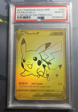 2021 POKEMON SWSH BLACK STAR PROMO #145 FULL ART/PIKACHU V PSA 10 - Image 1