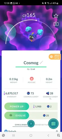 Pokemon Go Legendary Cosmog ( Normal ) - Image 1