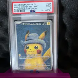 2023 POKEMON SVP EN-SV POKEMON X VAN GOGH #085 PIKACHU WITH GREY FELT HAT PSA 9 - Image 1
