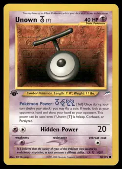 Pokemon Cards Unown [T] 88/105 1ST EDITION Neo Destiny WOTC Common NM - Image 1