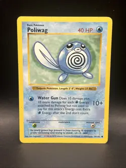 Pokemon Poliwag Base Set 59/102 Shadowless Non-Holo Common Card - Image 1