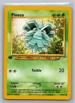 Pokemon Pineco 77/105 Common 1st Edition Neo Destiny - LP - Image 1