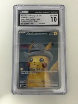 Pikachu with Grey Felt Hat (Pokemon x Van Gogh collaboration) CGC 10 Gem Mint - Image 1