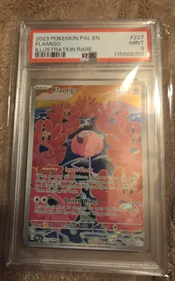 PSA 9 Flamigo 227 Illustration Rare 2023 Pokemon Pal EN Paldea Evolved Flamingo - Image 1