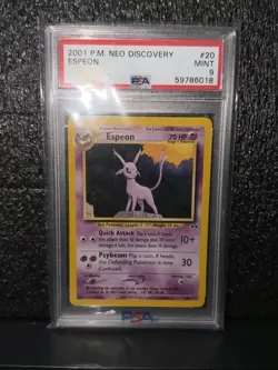 Pokemon Espeon Neo Discovery 20/75 Rare Regular PSA 9 2001 Card - Image 1