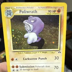 Pokemon Poliwrath Holo Rare Base Set 9/75 90 HP Wizards English TCG Card - Image 4