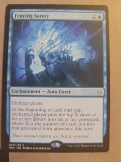 Fraying Sanity MTG Hour of Devastation Magic HOU #035 Blue Rare Aura Curse LP - Image 1