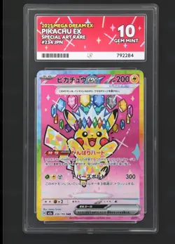 Pikachu 234 SAR Graded Ace 10 Gem Mint Mega Dream Pokemon TCG Matching Label - Image 1