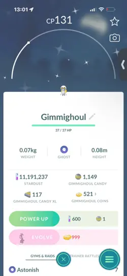 Pokemon Go Shiny Gimmighoul ( Reduced ) - Image 1