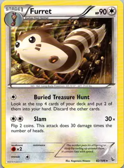 Pokemon TCG Furret 82/106 Flashfire LP - Image 1