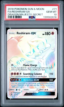 PSA 10 Reshiram 71/70 Secret Rare Dragon Majesty GEM MINT Holo Pokemon Card - Image 1