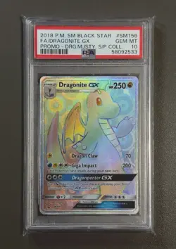 2018 Pokemon Dragon Majesty Dragonite GX Hyper Rainbow Promo Card SM156 PSA 10 - Image 1