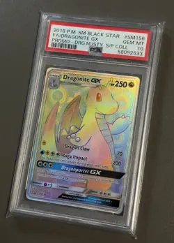 2018 Pokemon Dragon Majesty Dragonite GX Hyper Rainbow Promo Card SM156 PSA 10 - Image 2